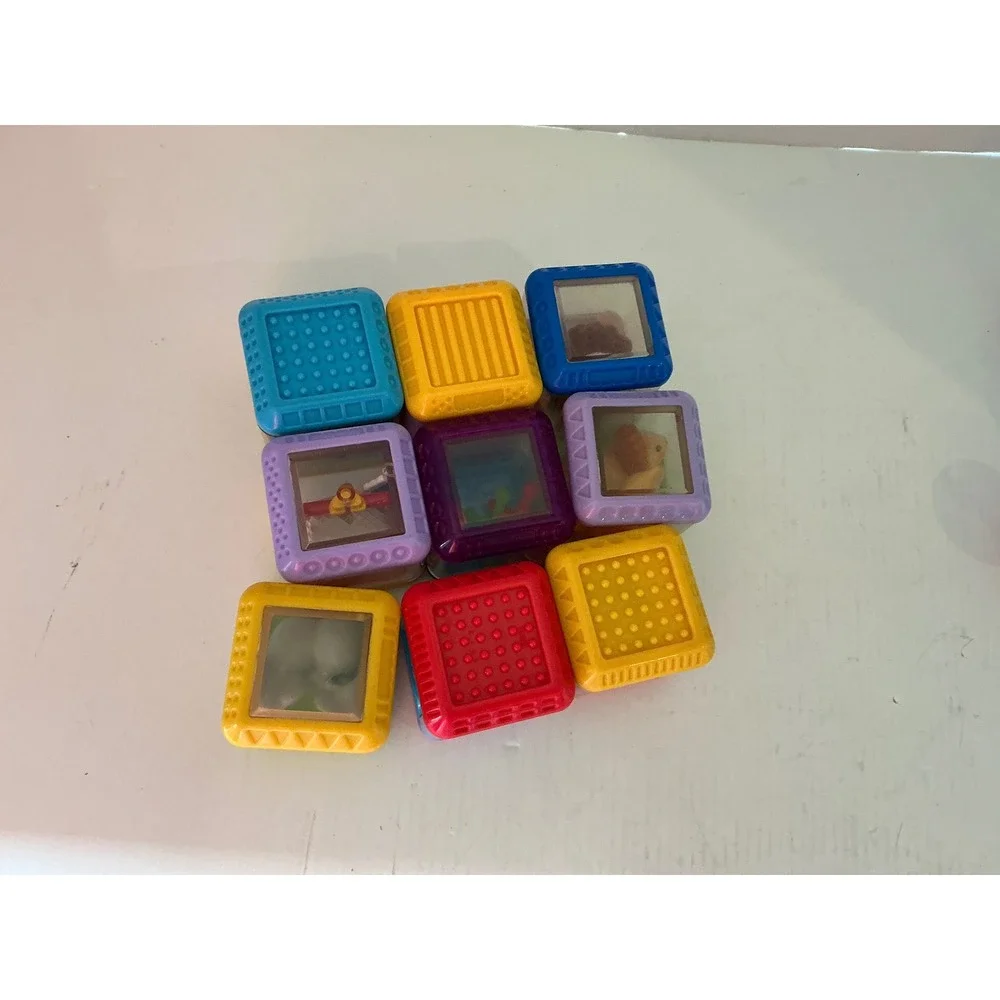 Fisher-Price Vintage Peek-a-Blocks Activity Sensory Building Blocks Set of 9